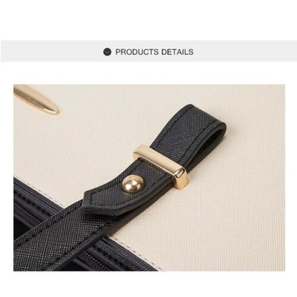Fashionable Tote Handbag Crossbody & Utility 3 In 1 Set Black Cream W/Free Gift - Picture 6 of 10